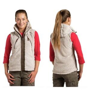 KUHL‎ Vest Womens Medium Gray Flight Fleece Hooded Full Zip Pockets 2056
